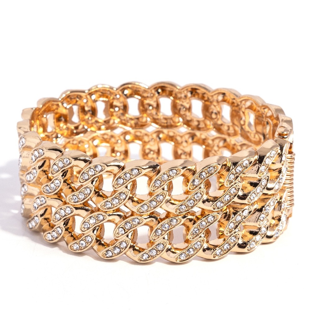 Gold and Rhinestone Hinge Bracelet